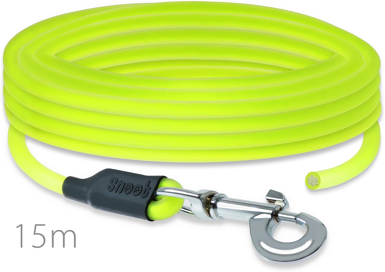 Neon Yellow 15m Round Drag Training Leash - Very Sturdy, Dirt & Water Repellent, Without hand strap - Image 3