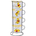 Silver Buffalo Disney Winnie the Pooh Honey Hunny Drips 4pc Stackable Ceramic Espresso Small Cup Set, 3 Ounces