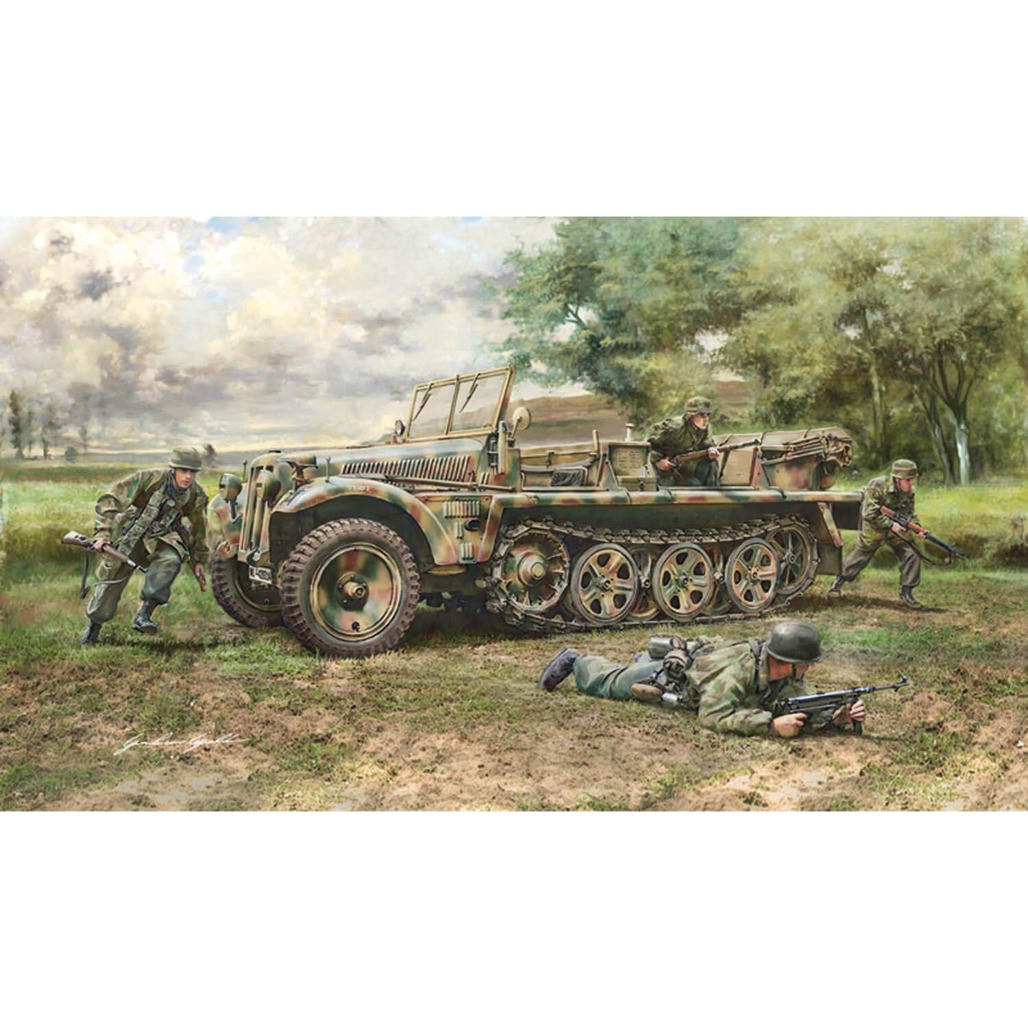 Italeri6561S – 1:35 Sd.Kfz.10 Demag D7 w/German Paratr. Model Building, Kit, Stand Model Building, Crafts, Hobby, Gluing, Plastic Construction Kit, True to Detail