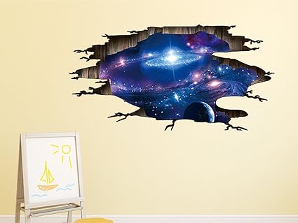 Amazon Brand - Solimo Wall Sticker for Kids Room (Space Break, Ideal Size on Wall, 113 cm X 58 cm)