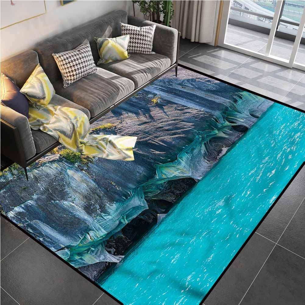 Area Rug Rugs Print Large Floor Mat Turquoise, Marble Caves
