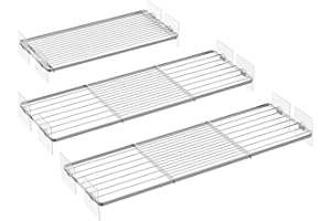 WEJIPP Closet Organizer Tension Shelves Expendable Cabinet Wire Storage Shelving Rack Divider Metal DIY Shelf Separator for Cabinet Wardrobe Cupboard Pantry Kitchen Bedroom, 3packs
