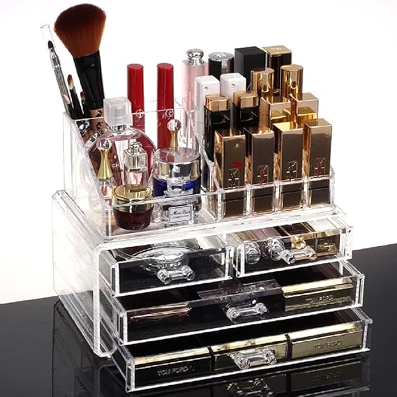 HQdeal Makeup Organiser Luxury Cosmetics Acrylic Clear Case Storage