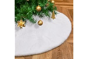 MOKOHOUSE White Christmas Tree Skirt 24 inch Plush Small Tree Skirt Faux Fur Tree Mats for Small Trees Christmas Party Holiday Decorations
