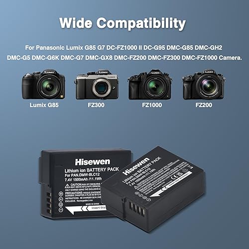 Panasonic Lumix G85 Amazon Hisewen DMW-BLC12 Battery (2 Pack) And