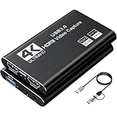 XIIXMASK USB 3.0 HDMI Capture Card, 1080P 60FPS Capture, 4K Pass-Through | Dual-Port USB-A/USB-C, 2K 30FPS/1080P 60FPS Video Capture &amp; Streaming for PS4/PS5, Switch 1/2, Xbox, PC, Mac, Camera (black)