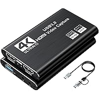 XIIXMASK Video Capture Card, Audio Video Capture Card, USB 3.0 Capture Card 4K HDMI Loop-Out, 1080P 60FPS/2K 30FPS Video Game