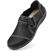 LAZYPOP Women's Classic Comfort Leather Loafers Cute Slip-Ons Casual Dress Shoes Lightweight Walking Flats Everyday Work Shoes