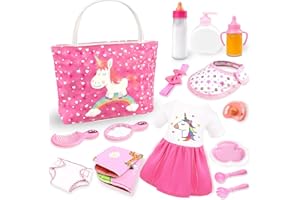 Baby Doll Accessories -Baby Doll Feeding and Caring Set with Diaper Bag Doll Diaper and Bottles for Girls Toys Gift, Baby Dol