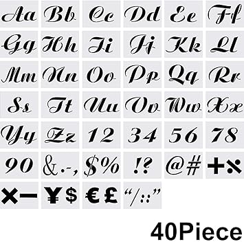 40 Pieces Letter Stencils Reusable Alphabet Templates Craft Painting Stencils With Numbers And Signs For Notebook Diary Wall