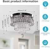 Generic 11.8 Inch Modern Crystal Chandelier LED Ceiling Light 6500K view 5