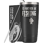 Onebttl Fishing Gifts for Men, 20oz Stainless Steel Fishing Tumbler, Laser, Id Rather Be