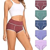 POKARLA Womens Cotton Underwear High Waist Full Coverage Briefs Soft Breathable Postpartum Panties Stretch Underpants