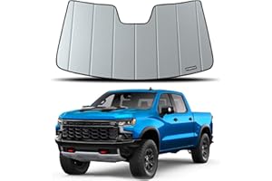 Pigenius Windshield Sun Shade for Chevrolet Silverado/GMC Sierra 1500(2019-2025),Silverado/Sierra 2500 HD,3500 HD(2020-2025),Deluxe Front Windshield Sunshade,6 Layers Sun Shield,Accordion Fold