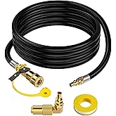 12 FT RV Quick Connect Propane Hose for RV to Grill, LP Quick Connect Propane Hose with Elbow Adapter for 17" and 22" Blackst