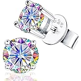 Moissanite Earrings，2ct D Color VVS1 Clarity Solitaire Round Cut Earrings S925 Sterling Silver for Women Men Moissanite Stud Earrings