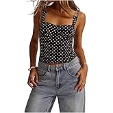 SOLY HUX Women's Polka Dots Corset Tops Y2k Sleeveless Bustier Going Out Crop Tank Top