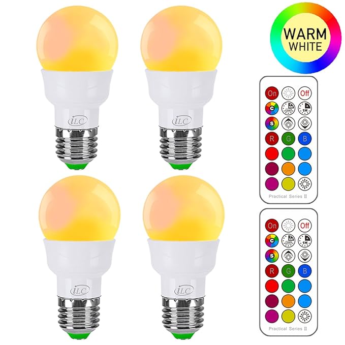 iLC Glühbirne mit Fernbedienung Farbwechsel Farbige Leuchtmittel LED Lampe Edison Dimmbare Farbige Leuchtmitte 2700K Warmweiß