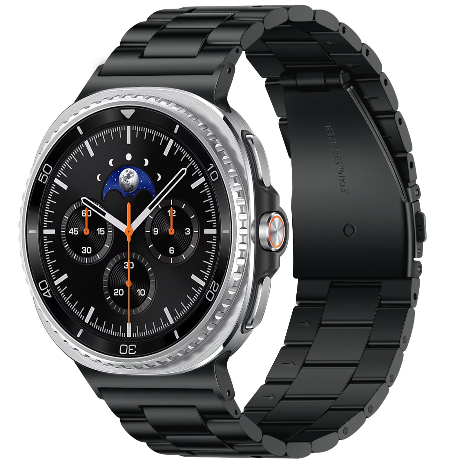 Anlinser No Gap Bands Compatible with Samsung Galaxy Watch 8 Band 44mm 40mm/Watch 8 Classic Band 46mm, 22mm Metal Strap for Women Men, Black
