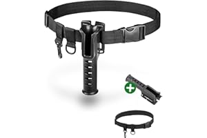 TWOHUA Fishing Rod Holder Belt - Adjustable Waist Wading Belts for Men with Portable Pole Inserter for Spinning Casting Reel, Outdoor Surf Kayak Fly Fishing Gear Accessories Wader Strap