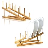 TIE-DailyNec 2 PCS Wooden Dish Rack Bamboo Drying