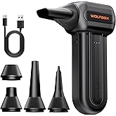 WOLFBOX MF60 Compressed Air Duster, 3-Speed Adjustable, Electric, Cordless | 110,000 RPM, Rechargeable, Air Blower, Fast Charging, PC Keyboard Cleaning, Car, Home, Black, 0.5 lb Lightweight