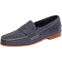 NEW JOHNSTON & MURPHY men\'s monaco loafer in navy sheepskin s-l400.jpg main image 3