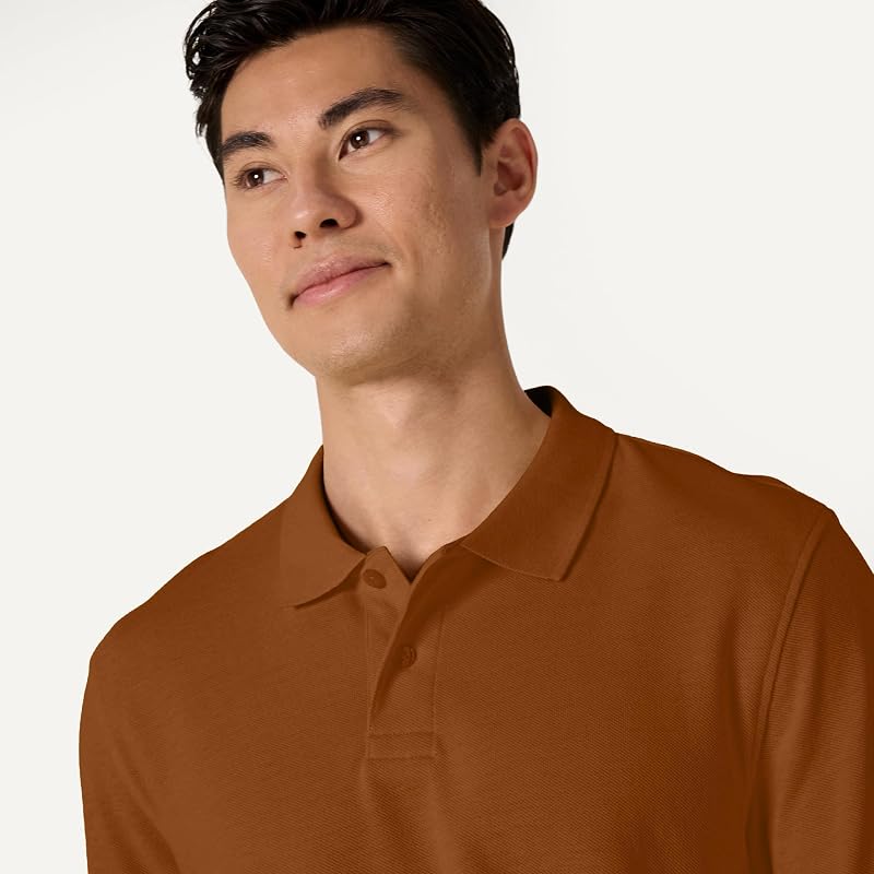 Polo en Piqué de Coton à Manches Courtes, Coupe Classique (Disponible en Grande Taille) Homme, Caramel, L