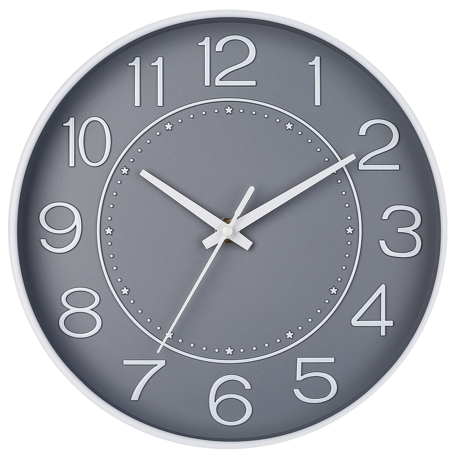 HZDHCLH Wall Clock 10 Inch Silent Non Ticking Clock Round Wall Decor，Wall Clocks for Living Room Kitchen Office (gray)