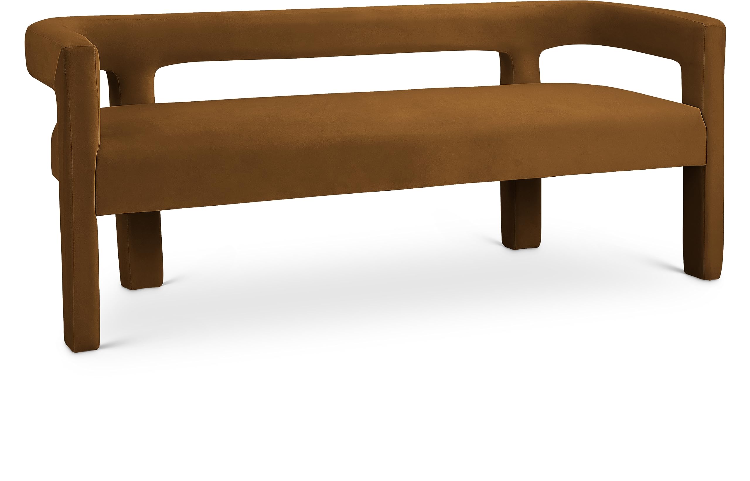 Photo 1 of Meridian Furniture 892Saddle Athena Collection Modern | Contemporary Velvet Upholstered Bench with Soft Saddle Colored Velvet, 66.5" W x 21" D x 27" H, Saddle