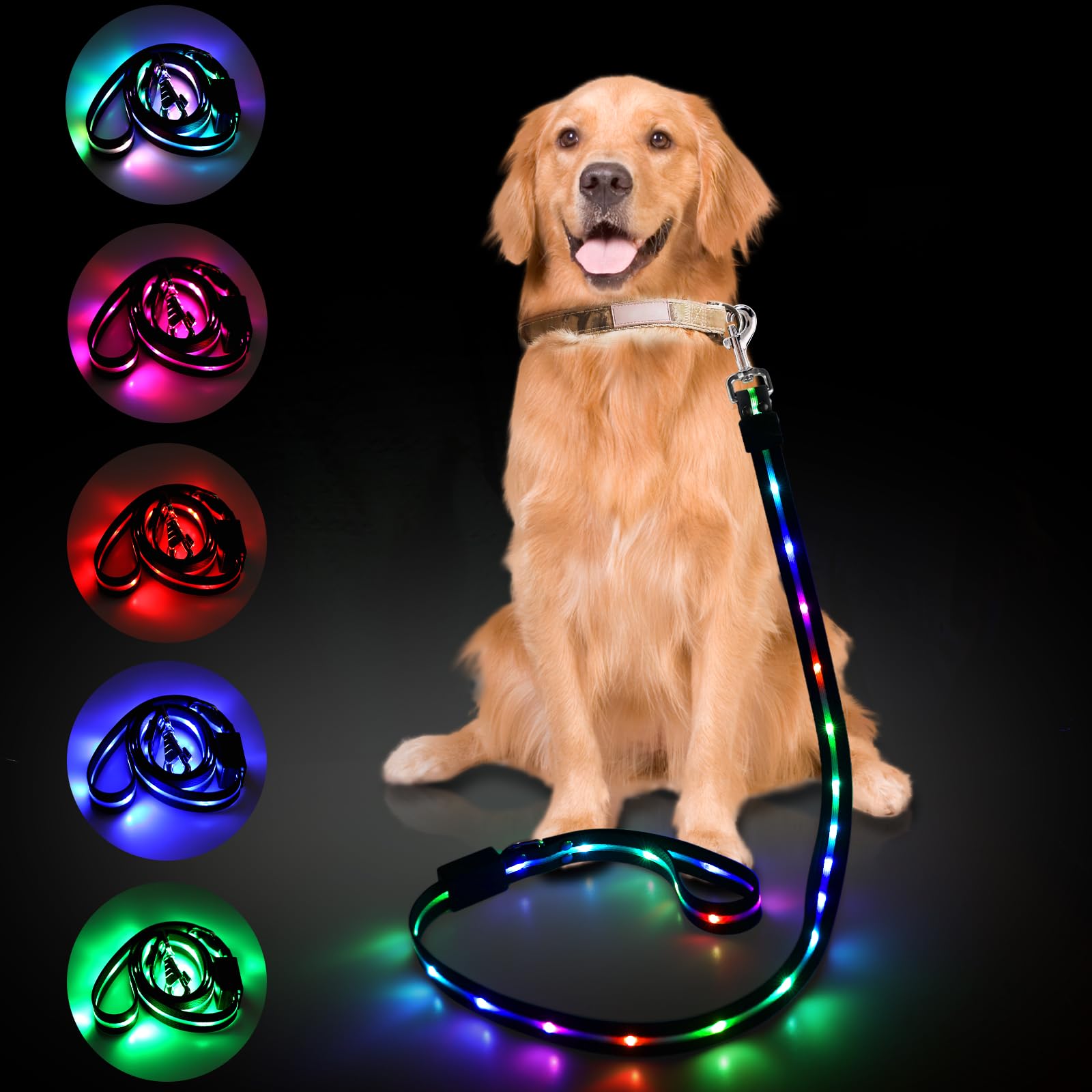Photo 1 of 2025 Upgrade 4 Ft Led Dog Leash, 12 Lighting Modes Light Up Dog Leash Rechargeable - 4 Ft Lighted Dog Leashs for Night Walking Safety Glow in The Dark, Silicone Dog Leashs for Small Medium Large Dogs