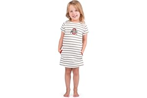 Little King NCAA Toddler Girls Short Sleeve Striped Dress-French Terry with Embroidered Team Logo-Sizes 2T 3T 4T 5T