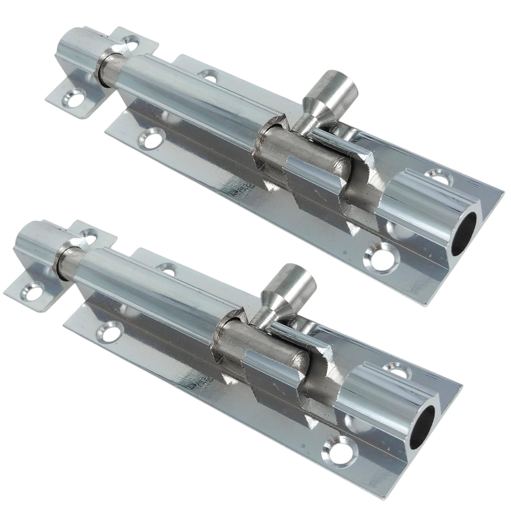 Merriway® BH00767 75mm Straight Door Bolt - Chrome (Pack of 2)
