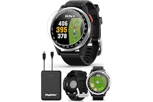 Garmin Approach S44 (Silver/Black) Golf GPS Smartwatch Bundle - 1.2" AMOLED Display, On-Course Features & 15H Battery Life with PlayBetter Screen Protectors & 5000mAh Portable Charger