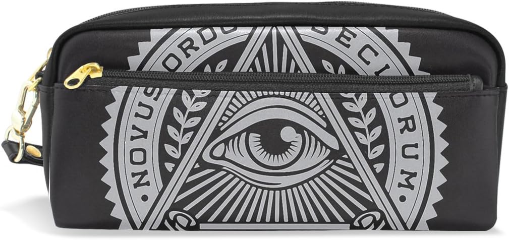 Pencil Case HMBROTHERS Stylish Print Illuminati Free Pattern Large Capacity Pen Bag Makeup Pouch Durable Students Stationery Two Pockets With Double Zipper