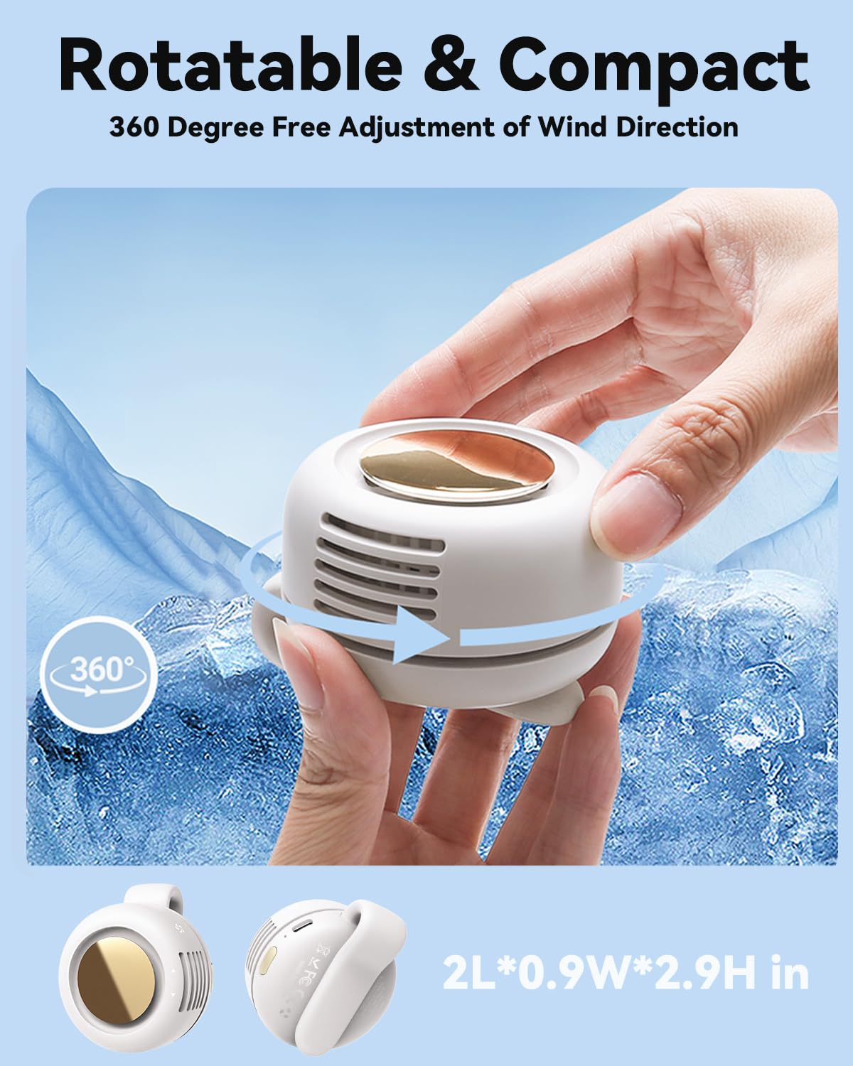 Portable Silent Mini Bladeless Fan Clip On, Small Fan Clip on for Shirt & Waist, 2025 New Adjustable 3-Speed Suspended Whirlwind Fans, For Outdoor & Travel & Office, Travel Accessories, Gift