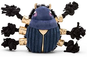 Barkbox Plush Beetle Squeaky Dog Rope Toy, Large Dog Breeds - Durable Interactive Tug T-Shirt Rope Toy for Aggressive Chewers, Puppy Teething, Exercise, Training, Boredom, Bonding, Play