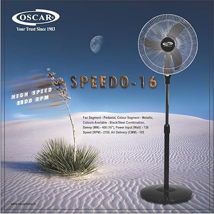 Buy Oscar Speedo Metal 16 High Speed 2100 Rpm Pedestal Fan With