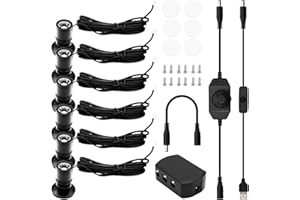 Dtructiew LED Mini Spot Light 6PCS, 1W 5V Led Spotlight Indoor with Dimmer, Dimmable LED Mini Spotlight Indoor Accent Lights Adjustable for Picture Painting Model Display Jewelry Showcase(Cold White)