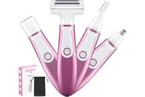 ZHIUGUZILLA Electric Razors for Women, 4 in 1 Women Electric Shavers, Hair Trimmer for Women Pubic Hair, Legs, Arm, Underarm, Bikini, Face Shaver for Women, Rechargeable Hair Removal Epliators, Christmas Gifts