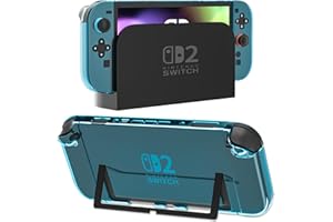 Clear Blue Dockable Case for Nintendo Switch 2 Skins, FUNDIARY Protective Hard Case Protector for Switch 2 Slim Cover Shell Grips Controller Accessories - Easy Dockable Version