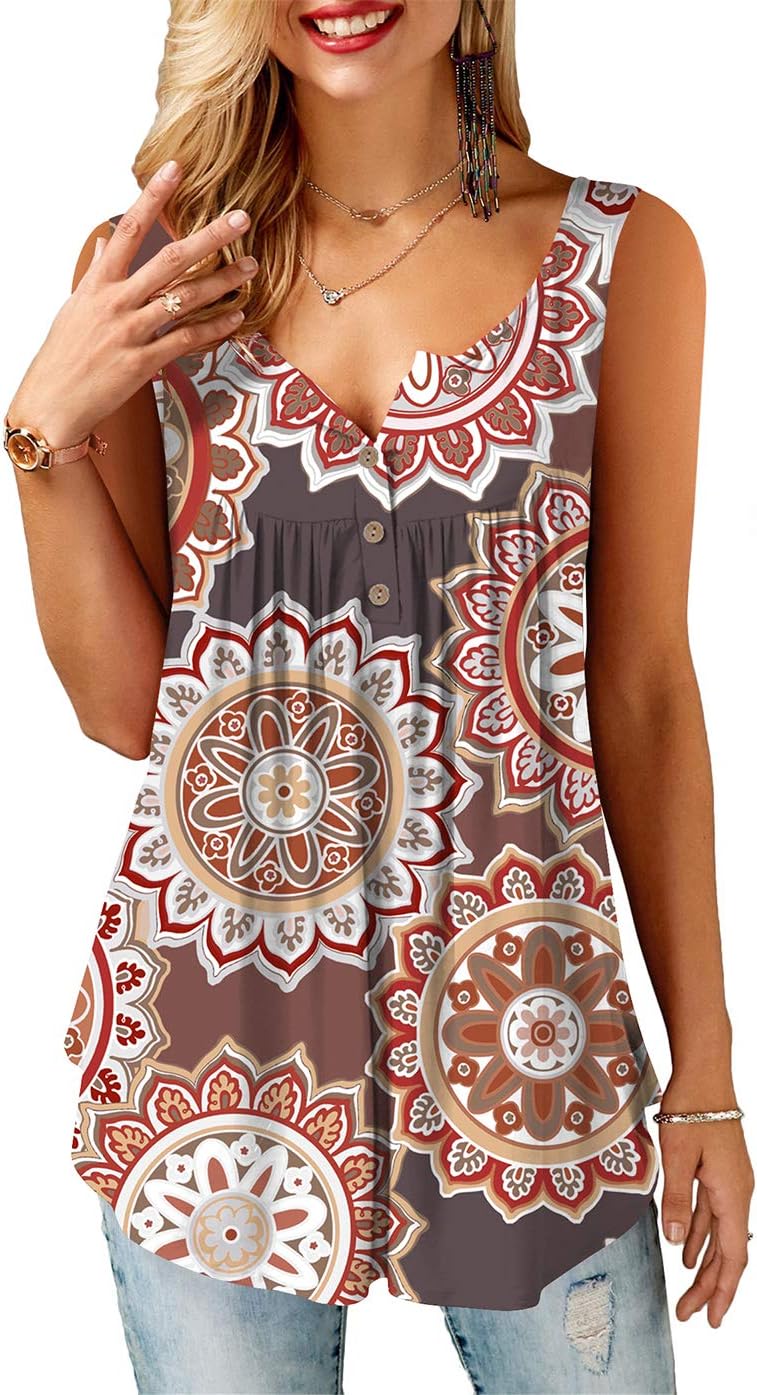 Ladies Shirts Button up Ruffle Casual Sleeveless Tank Tops for Women