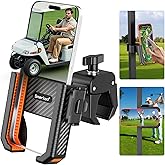 Smerkod Golf Cart Phone Holder Mount - 3s Phone Clip Install, 1s Lock & Release，Phone Caddy for iPhone Galaxy & More Fits Yamaha Club Car EZGO Icon, Golf Cart Accessories Essentials Gift for Men Women