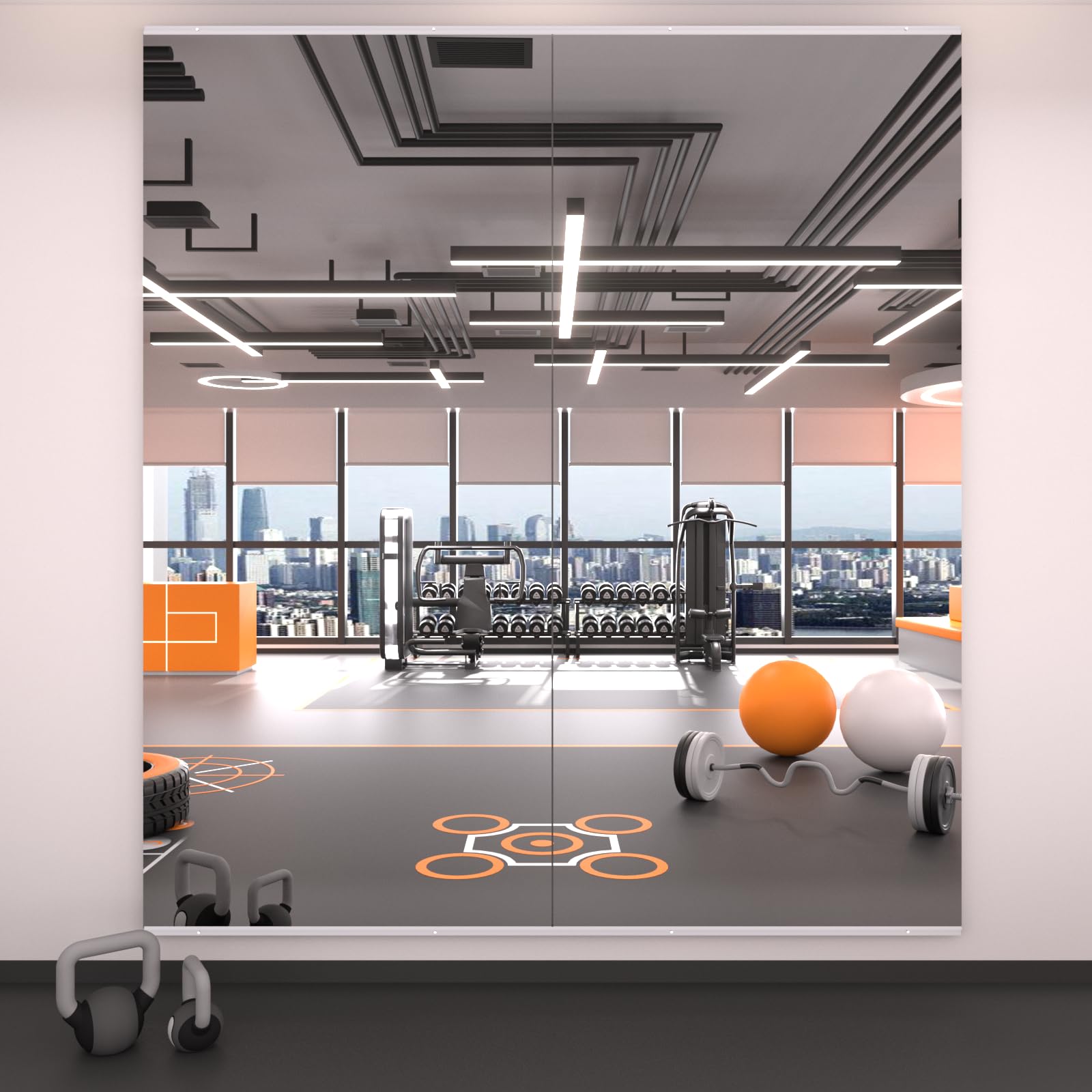 Photo 1 of LOAAO Home Gym Mirror, 72"x32"-2 PCS Gym Mirrors for Wall, Frameless, Tempered Glass, Large Workout Mirrors for Home Gym, Dance Studio, Yoga Room, Garage Gym
