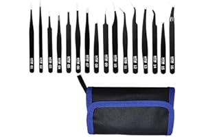 HENGTIANMEI 16 Pcs Sharp Precision Tweezers Set,Including 16 Types Of Anti-Static Stainless Steel Esd Medical Tweezers for Craft,Jewelry,Electronics Soldering,Laboratory Work,And Used for Beauty Etc