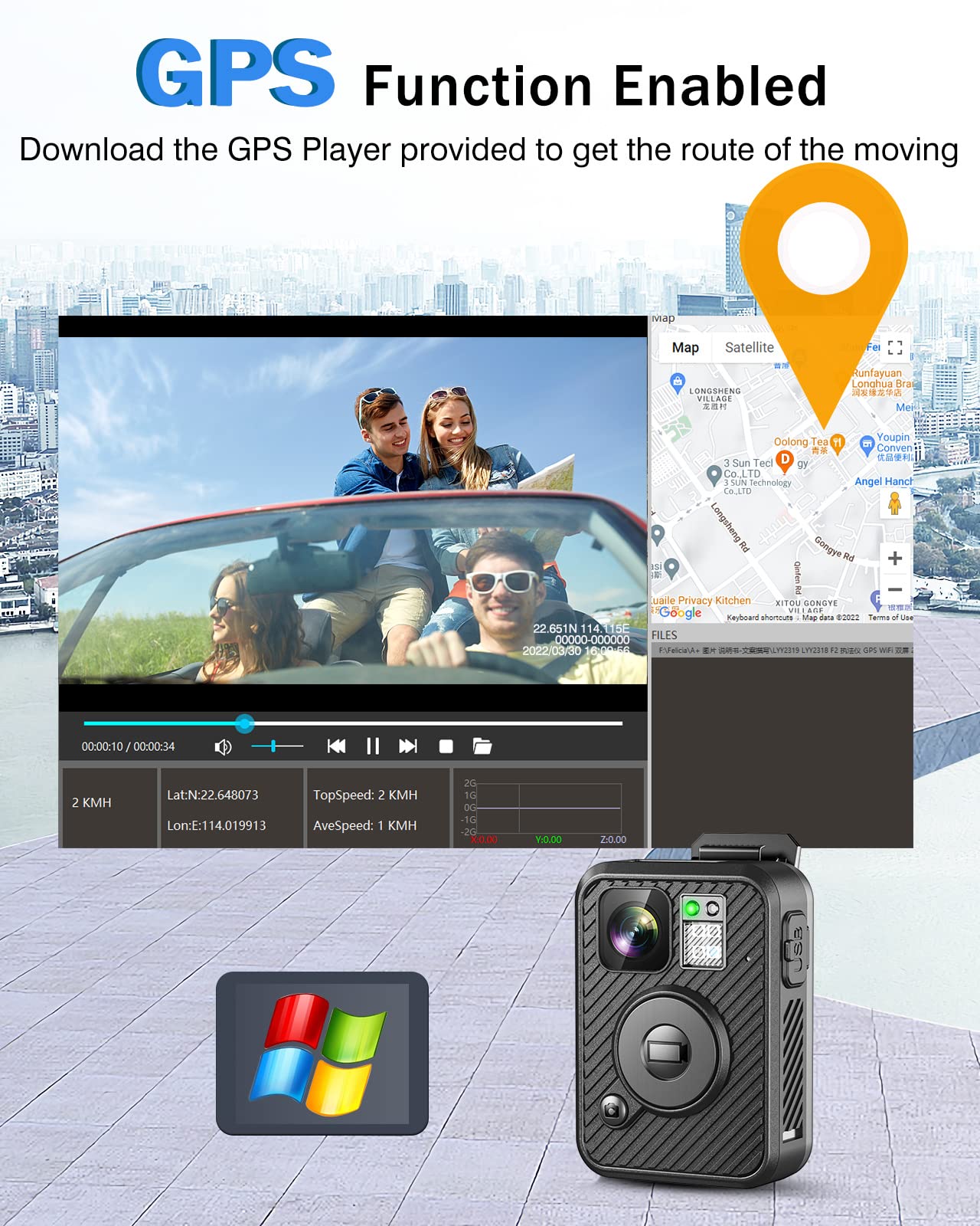 BOBLOV Body Camera, F2 64GB Body Worn Camera, GPS WiFi Enabled,1440P/30fps 2K Body Camera for HD Video, Dual Screens Display Equipped, for Security Guard, Police, Delivery Recording