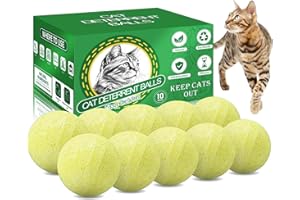 SHIUMORE 10Pack Cat Repellent Outdoor & Indoor: Natural Cat Deterrent Essential Oils Ball-Natural Extract Essential Oil, Anti Cat Scratch for Furniture, Keep Cats Off Yard Garden Lawn Plants Trash Can (10Pcs)
