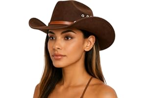 LIDHAY Cowboy Hat for Women and Men Felt Wide Brim Classic Outdoor Fedora Hats Western Cowboy Cowgirl Hats with Belt Buckle