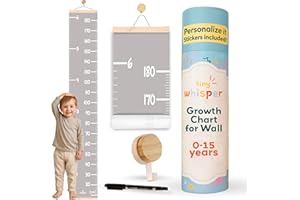 TINY WHISPER Height Chart for Kids Customizable Kids Height Wall Chart with Stickers, Marker & Hook Hanging Growth Chart Measurement for Wall Easy Installation for Baby Room Nursery and Playroom