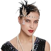 Song Qing 1920s Rhinestone Flapper Feather Headpiece Roaring 20s Great Gatsby Fascinators Accessories for Women